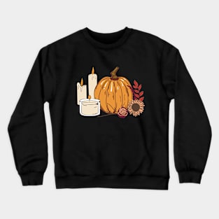 Fall Harvest - Pumpkin, Flowers, and Candles Crewneck Sweatshirt